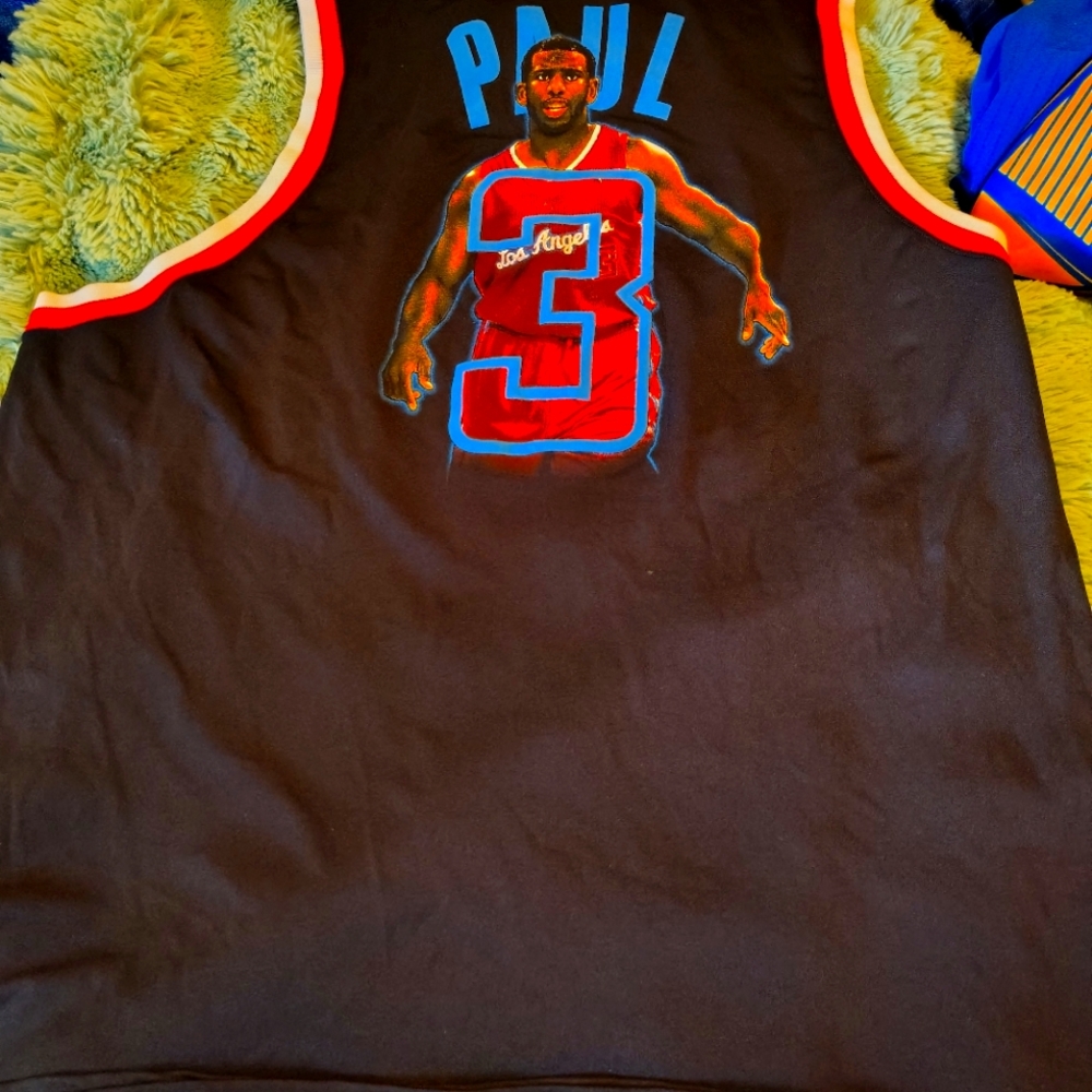 CP3 Black Basketball Jersey with Red and Blue Accents